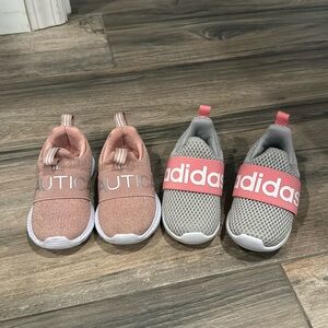 2 pairs girls toddler sneakers no laces